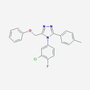 molecular formula C22H17ClFN3O B132353 4H-1,2,4-Triazole, 4-(3-chloro-4-fluorophenyl)-3-(4-methylphenyl)-5-(phenoxymethyl)- CAS No. 141079-12-1