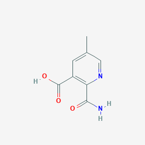 molecular formula C8H8N2O3 B13235355 2-Carbamoyl-5-methylpyridine-3-carboxylic acid 