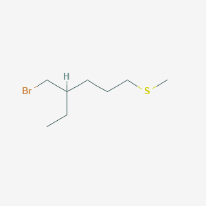 molecular formula C8H17BrS B13235372 4-(Bromomethyl)-1-(methylsulfanyl)hexane 