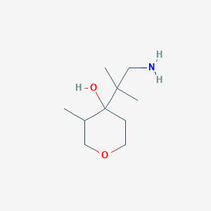 molecular formula C10H21NO2 B13235381 4-(1-Amino-2-methylpropan-2-yl)-3-methyloxan-4-ol 