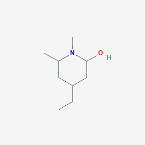 molecular formula C9H19NO B13235387 4-Ethyl-1,6-dimethylpiperidin-2-ol 