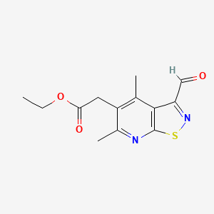 molecular formula C13H14N2O3S B13235421 Ethyl 2-{3-formyl-4,6-dimethyl-[1,2]thiazolo[5,4-b]pyridin-5-yl}acetate 