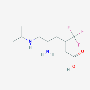 molecular formula C10H19F3N2O2 B13235447 5-Amino-6-[(propan-2-yl)amino]-3-(trifluoromethyl)hexanoic acid 