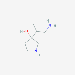 molecular formula C7H16N2O B13235473 3-(1-Aminopropan-2-yl)pyrrolidin-3-ol 