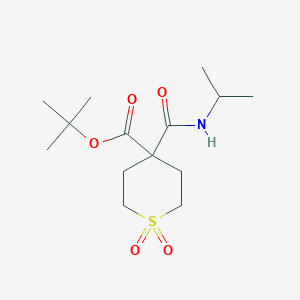 molecular formula C14H25NO5S B13235491 Tert-butyl 1,1-dioxo-4-(propan-2-ylcarbamoyl)thiane-4-carboxylate 