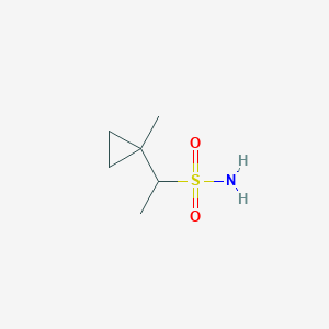 molecular formula C6H13NO2S B13235502 1-(1-Methylcyclopropyl)ethane-1-sulfonamide 