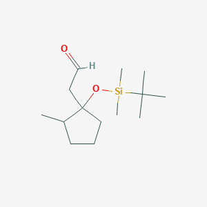 molecular formula C14H28O2Si B13235513 2-{1-[(Tert-butyldimethylsilyl)oxy]-2-methylcyclopentyl}acetaldehyde 