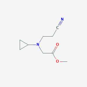 molecular formula C9H14N2O2 B13235575 Methyl 2-[(2-cyanoethyl)(cyclopropyl)amino]acetate 