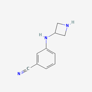 molecular formula C10H11N3 B13235645 3-[(Azetidin-3-yl)amino]benzonitrile 