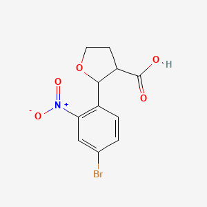 molecular formula C11H10BrNO5 B13235748 2-(4-Bromo-2-nitrophenyl)oxolane-3-carboxylic acid 