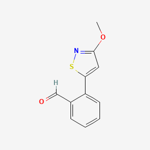 molecular formula C11H9NO2S B13235847 2-(3-Methoxy-1,2-thiazol-5-yl)benzaldehyde 