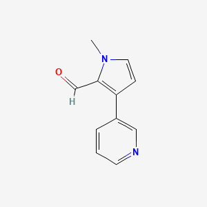 molecular formula C11H10N2O B13235929 1-Methyl-3-(pyridin-3-yl)-1H-pyrrole-2-carbaldehyde 