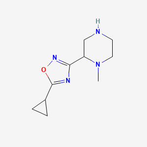 molecular formula C10H16N4O B13235995 2-(5-Cyclopropyl-1,2,4-oxadiazol-3-yl)-1-methylpiperazine 