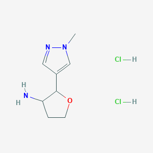 molecular formula C8H15Cl2N3O B13236002 2-(1-methyl-1H-pyrazol-4-yl)oxolan-3-amine dihydrochloride 