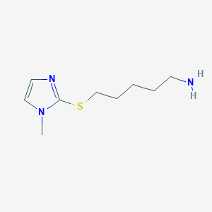 molecular formula C9H17N3S B13236014 2-[(5-Aminopentyl)sulfanyl]-1-methyl-1H-imidazole 
