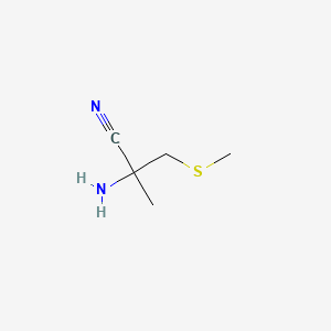 molecular formula C5H10N2S B13236112 2-Amino-2-methyl-3-(methylsulfanyl)propanenitrile 