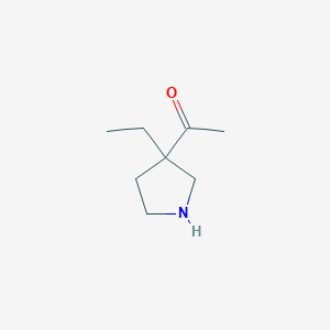 molecular formula C8H15NO B13236125 1-(3-Ethylpyrrolidin-3-yl)ethan-1-one 