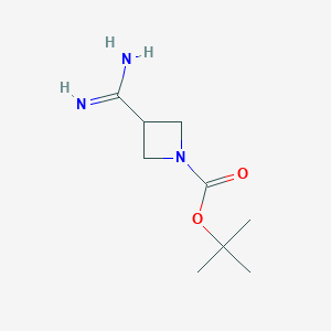 molecular formula C9H17N3O2 B13236175 tert-Butyl 3-carbamimidoylazetidine-1-carboxylate 