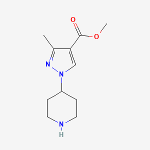 molecular formula C11H17N3O2 B13236223 Methyl 3-methyl-1-(piperidin-4-yl)-1H-pyrazole-4-carboxylate 