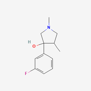 molecular formula C12H16FNO B13236350 3-(3-Fluorophenyl)-1,4-dimethylpyrrolidin-3-ol 