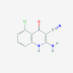 molecular formula C10H6ClN3O B13236428 2-Amino-5-chloro-4-hydroxyquinoline-3-carbonitrile 