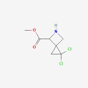 molecular formula C7H9Cl2NO2 B13236463 Methyl 1,1-dichloro-5-azaspiro[2.3]hexane-4-carboxylate 