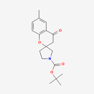 molecular formula C18H23NO4 B13236464 tert-Butyl 6-methyl-4-oxo-3,4-dihydrospiro[1-benzopyran-2,3'-pyrrolidine]-1'-carboxylate 