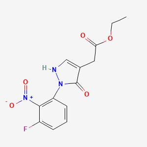 molecular formula C13H12FN3O5 B13236475 Ethyl 2-[2-(3-fluoro-2-nitrophenyl)-3-oxo-2,3-dihydro-1H-pyrazol-4-yl]acetate 
