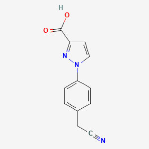molecular formula C12H9N3O2 B13236515 1-[4-(Cyanomethyl)phenyl]-1H-pyrazole-3-carboxylic acid 