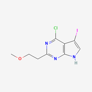 molecular formula C9H9ClIN3O B13236517 4-Chloro-5-iodo-2-(2-methoxyethyl)-7H-pyrrolo[2,3-d]pyrimidine 