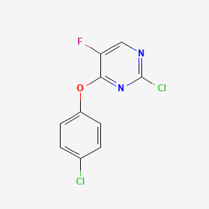molecular formula C10H5Cl2FN2O B13236609 2-Chloro-4-(4-chlorophenoxy)-5-fluoropyrimidine 