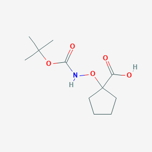 molecular formula C11H19NO5 B13236616 1-({[(Tert-butoxy)carbonyl]amino}oxy)cyclopentane-1-carboxylic acid 