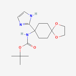 molecular formula C16H25N3O4 B13236690 tert-Butyl N-[8-(1H-imidazol-2-yl)-1,4-dioxaspiro[4.5]decan-8-yl]carbamate 