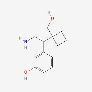 molecular formula C13H19NO2 B13236694 3-{2-Amino-1-[1-(hydroxymethyl)cyclobutyl]ethyl}phenol 