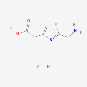 molecular formula C7H11ClN2O2S B13236717 Methyl 2-[2-(aminomethyl)-1,3-thiazol-4-yl]acetate hydrochloride 