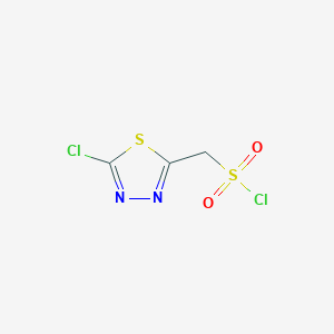 molecular formula C3H2Cl2N2O2S2 B13236789 (5-Chloro-1,3,4-thiadiazol-2-yl)methanesulfonyl chloride 