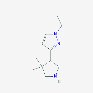 molecular formula C11H19N3 B13236913 3-(4,4-Dimethylpyrrolidin-3-yl)-1-ethyl-1H-pyrazole 