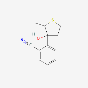 molecular formula C12H13NOS B13236931 2-(3-Hydroxy-2-methylthiolan-3-yl)benzonitrile 
