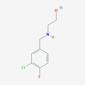 molecular formula C9H11ClFNO B13236940 2-{[(3-Chloro-4-fluorophenyl)methyl]amino}ethan-1-ol 