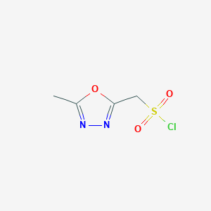 molecular formula C4H5ClN2O3S B13236953 (5-Methyl-1,3,4-oxadiazol-2-yl)methanesulfonyl chloride 