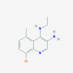 molecular formula C12H14BrN3 B13236973 8-Bromo-N4-ethyl-5-methylquinoline-3,4-diamine 