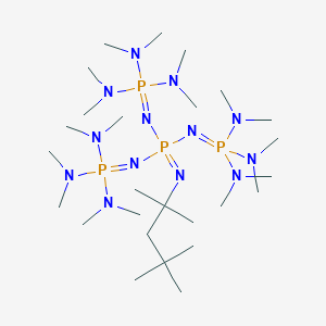 molecular formula C26H71N13P4 B132370 N-[bis(dimethylamino)-[2,4,4-trimethylpentan-2-ylimino-bis[[tris(dimethylamino)-lambda5-phosphanylidene]amino]-lambda5-phosphanyl]imino-lambda5-phosphanyl]-N-methylmethanamine CAS No. 153136-05-1
