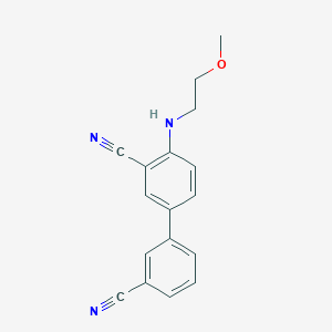 molecular formula C17H15N3O B13237034 5-(3-Cyanophenyl)-2-[(2-methoxyethyl)amino]benzonitrile 