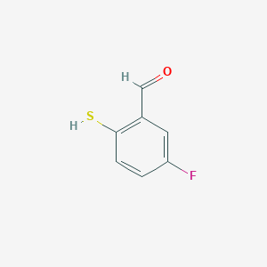 molecular formula C7H5FOS B13237079 5-Fluoro-2-mercaptobenzaldehyde 