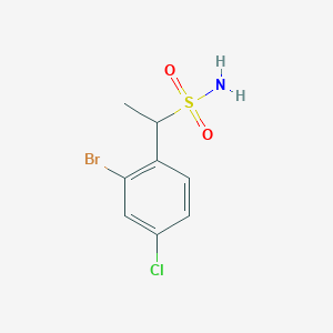 molecular formula C8H9BrClNO2S B13237108 1-(2-Bromo-4-chlorophenyl)ethane-1-sulfonamide 
