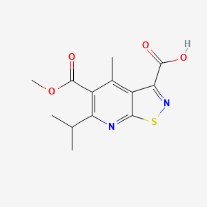 molecular formula C13H14N2O4S B13237178 5-(Methoxycarbonyl)-4-methyl-6-(propan-2-yl)-[1,2]thiazolo[5,4-b]pyridine-3-carboxylic acid 