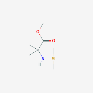 molecular formula C8H17NO2Si B132372 Cyclopropanecarboxylic acid, 1-[(trimethylsilyl)amino]-, methyl ester (9CI) CAS No. 153362-12-0