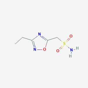 molecular formula C5H9N3O3S B13237278 (3-Ethyl-1,2,4-oxadiazol-5-yl)methanesulfonamide 