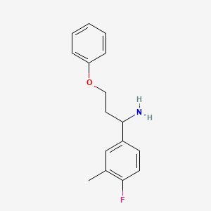 molecular formula C16H18FNO B13237382 1-(4-Fluoro-3-methylphenyl)-3-phenoxypropan-1-amine 