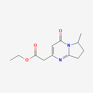 molecular formula C12H16N2O3 B13237448 Ethyl 2-{6-methyl-4-oxo-4H,6H,7H,8H-pyrrolo[1,2-a]pyrimidin-2-yl}acetate 